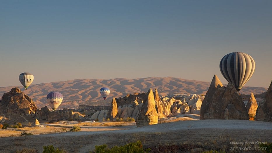 Cappadocia: flying on balloon over "fairy chimneys"